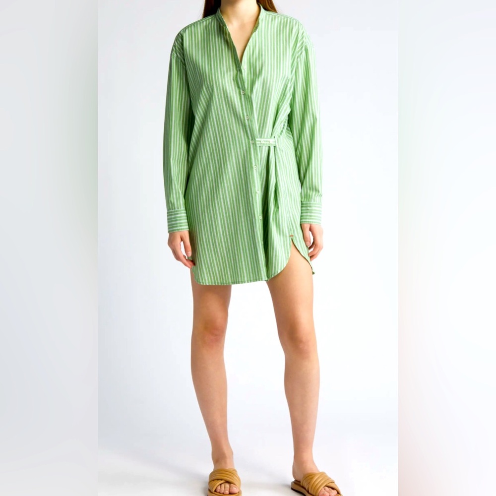 Xirena Stripe Long Sleeve Cotton Shirtdress Medium
